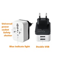 Universel à L'UE 2 USB converterwith double USB 5V1A de charge pour téléphone portable voyage multifonction prise d'extension adaptateur