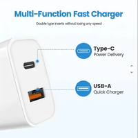 Chargeur rapide 30W Type C USB, adaptateur mural PD QC3.0, ABS PC ignifuge pour la maison, ordinateur portable, téléphone