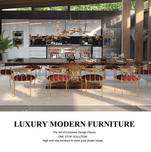 Table de <span class=keywords><strong>salle</strong></span> <span class=keywords><strong>à</strong></span> <span class=keywords><strong>manger</strong></span> de luxe sur mesure pour villa, plateau en marbre, taille personnalisée, solution de mobilier de haute qualité pour les projets d'architecture et d'aménagement intérieur - Product Image 2