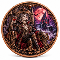 Pièce de monnaie d'imitation en cuivre pur 999 de 1 oz, électroplaquée, série Halloween, Château de Vampire, en relief 3D, couleur UV, artisanat métallique