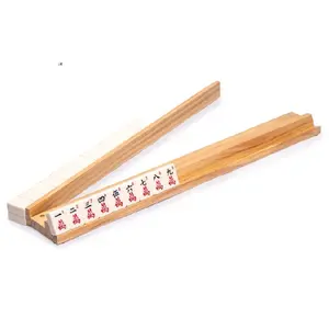 Ensemble de 4 supports de Mahjong en bois de pin naturel de 18 pouces avec poussoirs
