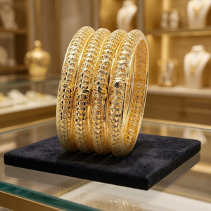 Juego de Brazaletes de Latón Chapado en Oro para Mujer, Marca Alex Jewelry, Brazaletes de Moda Tradicionales de Lujo para Bodas - Product Image 3