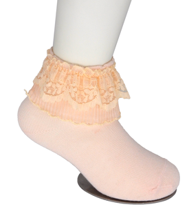 Nouvelles chaussettes slouch mignonnes de style princesse pour enfants en coton tricoté respirant avec dentelle avec un nœud de fleur de cheville pour filles bébés - Product Image 5