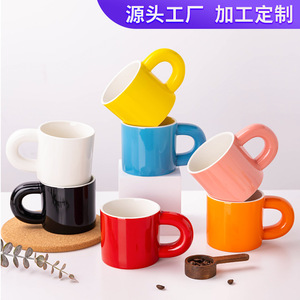 Custom <b>Ceramic</b> Mugs Solid Color Chubby Design Coffee <b>Cups</b> For Daily Use And Giveaways Single <b>Cup</b> Set - Product Image 4
