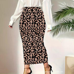 2024 para <span class=keywords><strong>Amazon</strong></span> Foreign Trade nueva falda lápiz de cintura alta Europea americana para mujer Falda larga Sexy con estampado de leopardo Plus - Product Image 2