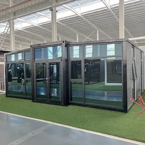 Sales Reasonable Price Prefab 20ft 40ft Big Luxury Modern Expandable Glass Wall Container House With Full Bathroom