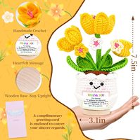 Flor de Tulipán Positiva para Maceta de Flores de Ganchillo Hecha a Mano con Hilo de Mezcla de Algodón, Regalos Inspiradores para Mujeres, Agradecimiento