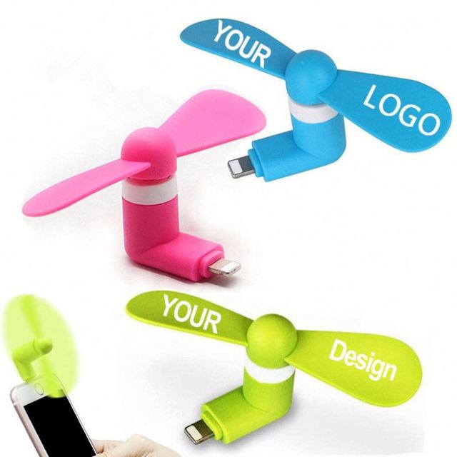 Wholesale Price Portable Mobile Phone Personalized 2 in 1 Usb Mini Fan for Iphone and Android Type-C With Custom Logo