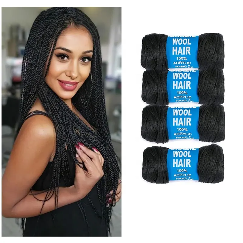 Pelo de lana brasileño acrílico para caja de trenzas de ganchillo africano trenzas Jumbo trenzado senegalés Twist