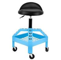 Tabouret de mécanicien pneumatique robuste à rotation 360°, hauteur réglable, siège roulant pour atelier, structure métallique pour garage et réparation