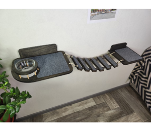 Muebles de pared para gatos, estante de madera con alimentador, Gato de madera/gatito, cama de puente con cuerda, Puente Grande para gatos, alimentador de paso - Product Image 1