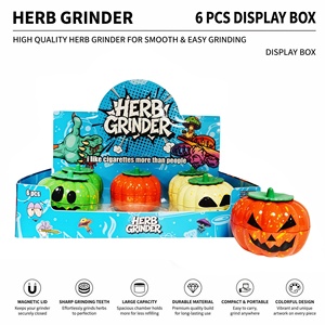 Pumpkin Shape 3 in 1 Wholesale Smoking Accessories Metal Manual Dry <b>Herb</b> 60mm <b>Grinder</b> - Product Image 1