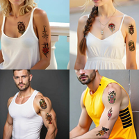 Tatouages temporaires vintage paysage, montgolfière, boussole, crâne, flamme, autocollants corporels pour hommes et femmes, bras, cuisse