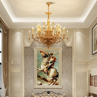 Lustre en laiton de style européen, villa de luxe, salle à manger, rétro français, hall d'hôtel, luminaire suspendu décoratif à LED