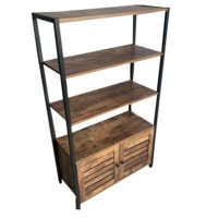 Vintage Bodenschrank mit Tür, Antiker Holz- und Metallschrank mit Regal für das Wohnzimmer