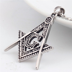 Freemasonry Pendant A Shape Hollow Logo <b>Titanium</b> Steel Necklace Unisex Everyday Wear Geometric Design Steel Color 60cm <b>Chain</b> - Product Image 3