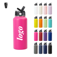 Bouteille d'eau portable pour l'aventure en plein air, 32 oz, en acier inoxydable, isolée sous vide, thermos de camping avec poignée et couvercle