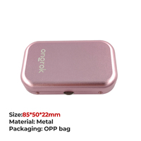 Petite boîte en métal rose doré, logo personnalisé, étui de rangement portable de poche, coins arrondis, porte-tabac