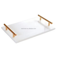 Plateau acrylique avec poignée dorée Plateaux acryliques plats en gros d'usine