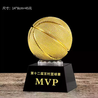 Trophée de l'événement sportif Crystal Metal Crafts Trophée et médailles de basket-ball en verre de résine Trophées de cristal en métal Mvp