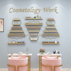 K <b>Nail</b> Polish <b>Wall</b> Organizer Gold Metal Cosmetic <b>Nail</b> Polish Stand Display Rack Set <b>Wall</b> Mounted <b>Nail</b> Polish Rack - Product Image 6