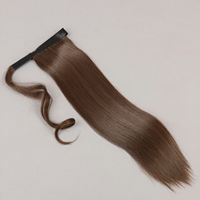 D.S Hair Extensions de queue de cheval synthétiques lisses à enrouler, 22 pouces, 100g, résistantes à la chaleur, avec brillance naturelle