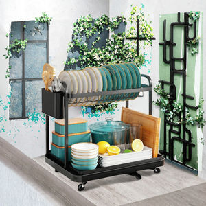 <span class=keywords><strong>Escurridor</strong></span> <span class=keywords><strong>de</strong></span> <span class=keywords><strong>Platos</strong></span> Compacto <span class=keywords><strong>de</strong></span> Dos Niveles <span class=keywords><strong>de</strong></span> Metal Moderno para Cocina, Organizador Multifuncional para Colgar Ropa - Product Image 3