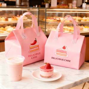 Bolsa Térmica Personalizada para Entrega de Comida y Café, de Tela No Tejida, Desechable, Autoadhesiva, Portátil, Color Rosa, para Llevar Comida y Bebidas - Product Image 3