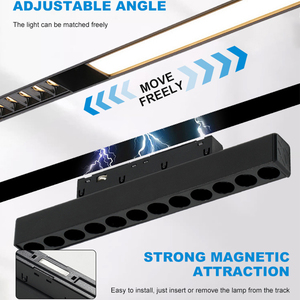 LOSO Alto brillo Interior Negro Diseño antideslumbrante Techo de aluminio LED Luz de pista magnética - Product Image 5