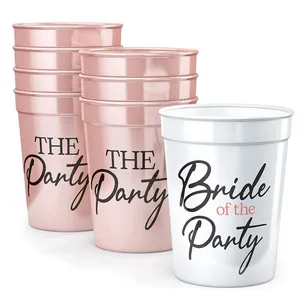 White Pink Bachelorette Cups for Bach Party Favors Bride of the Party and The Party Cups Bachelorette Bridal Shower Cups H0999