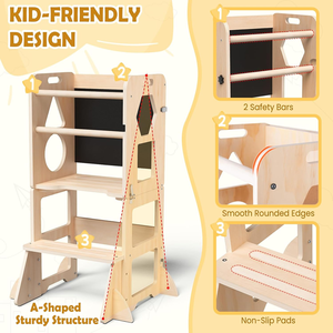 Taburete de Cocina de Madera en Oferta, Taburete de Cocina 4 en 1 <span class=keywords><strong>para</strong></span> Niños Pequeños, Taburete Plegable con <span class=keywords><strong>Pizarra</strong></span> - Product Image 2