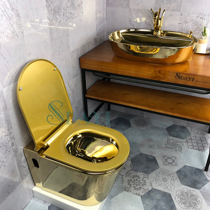 <span class=keywords><strong>WC</strong></span> moderne SDAYI avec réservoir <span class=keywords><strong>d</strong></span>'<span class=keywords><strong>eau</strong></span> caché, siège de toilette bidet doré, montage mural, siphon en P, <span class=keywords><strong>cuvette</strong></span> de toilette murale dorée, prix - Product Image 1