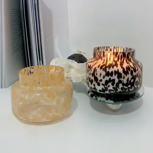 Leopard print spotted vintage glass scented candle candle holder premium sense living room soft decoration ornaments glass vase