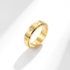 Anello rotante in acciaio inossidabile con diamante con inserto a stella del vento europeo e americano transfrontaliero per alleviare l'ansia e alleviare la st - Product Image 2