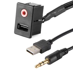 USB AUX 3.5mm 1/8 רכב דאש הר פלאש אודיו כבל מאריך