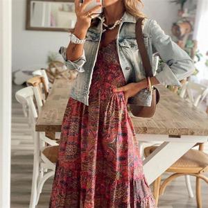 Vestido Maxi de Verano para Mujer, Tallas Grandes, Estampado Floral, Cuello en V, Manga Corta, Cintura Alta, Corte en A, Envío Directo desde Shopify - Product Image 6