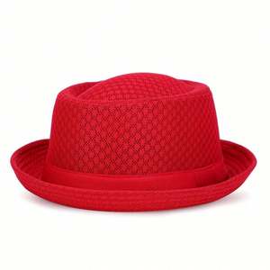 Chapeau d'été britannique en maille respirante pour homme, visière plate en paille pliable, style Pork Pie, idéal pour les voyages - Vente en gros - Product Image 2