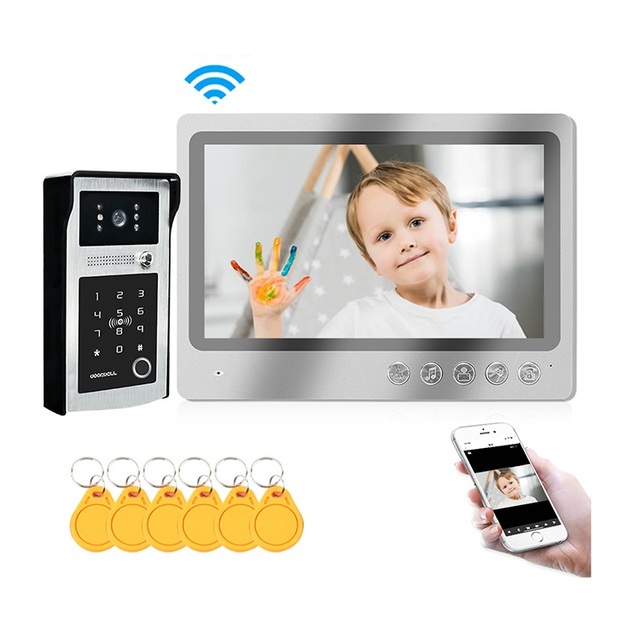 9 Inch Wifi Intercom System Video Door Phone Intercom With Fingerprint Unlock Doorbell 120 Degree Wide Angle Camera