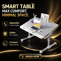 Bureau d'ordinateur portable pliable avec pieds pliables pour économiser de l'espace, pour canapé, fauteuil et lit - Support ergonomique confortable