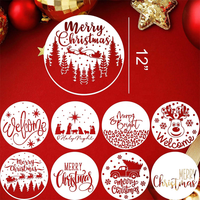 9 pochoirs ronds de Noël de 12 pouces pour la peinture, modèles réutilisables en PET pour enseignes en bois, porte-clés, décorations de vacances DIY