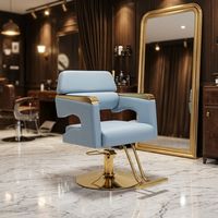 Fauteuil de Salon Métallique Simple Transfrontalier, Pivotant et Réglable en Hauteur avec Accoudoirs, Chaise de Barbier pour Permanente, Coloration et Coupe, Siège en Cuir