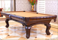BOJAZND Geschnitzter Massivholz-Poolbillardtisch mit Hochwertiger Naturschiefer-Platte, Echtem Lederbezug, 9 Fuß, Modernes Design