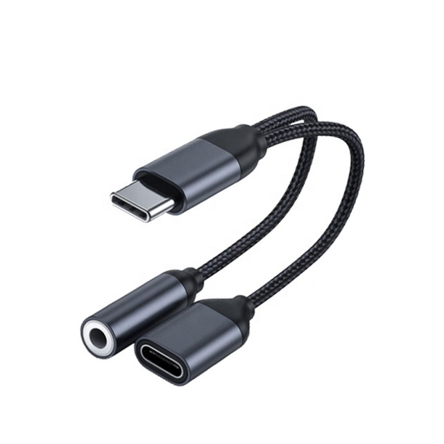 2 in 1 USB Type C Convertor to Type C 3.5mm Headphone Jack Audio Adapter Aux Cable