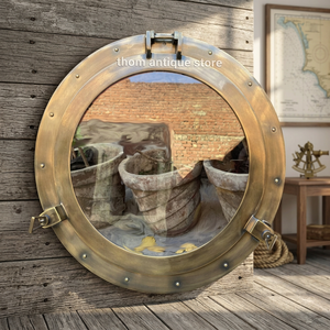 Miroir circulaire en laiton plaqué or style antique pour décoration intérieure - Product Image 3