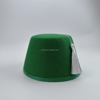Chapeau Turc Rouge Tarboosh, Fez Vert, Pompon Doré, Costume de Fête de Pâques, Style Marocain, Unisexe Adulte, 6 Panneaux, Logo Personnalisé