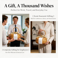 Coffret Cadeau Panier en Papier Tressé à la Main Vintage Personnalisé Sérigraphié Moulin à Café de Luxe Grains de Café Premium Tasse pour Entreprises