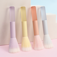 Pinceau à visage personnalisé en poils synthétiques, manche métallique, portable pour voyage, pour poudre, blush, illuminateur, fond de teint, couleur bonbon, maquillage