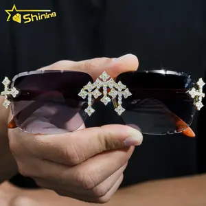 Gafas de sol personalizadas fleuree s925 moissanite Pass Diamond tester con marcos VVS moissanite Diamond men heladas gafas de sol