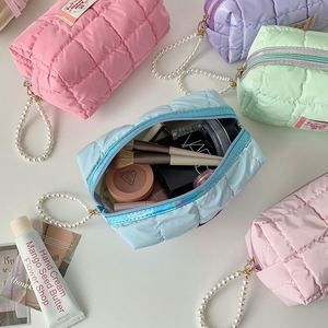 Grande trousse de <span class=keywords><strong>maquillage</strong></span> pour femme, <span class=keywords><strong>esthétique</strong></span> et mignonne, organiseur de voyage, porte-crayons en coton de qualité avec fermeture éclair - Product Image 3