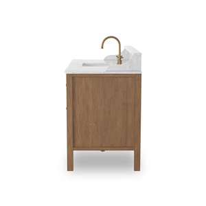 Mobile <span class=keywords><strong>Bagno</strong></span> Moderno di Lusso in Legno di Quercia con Lavabo Singolo e Top in Marmo per Arredamento di Alta Gamma - Product Image 3